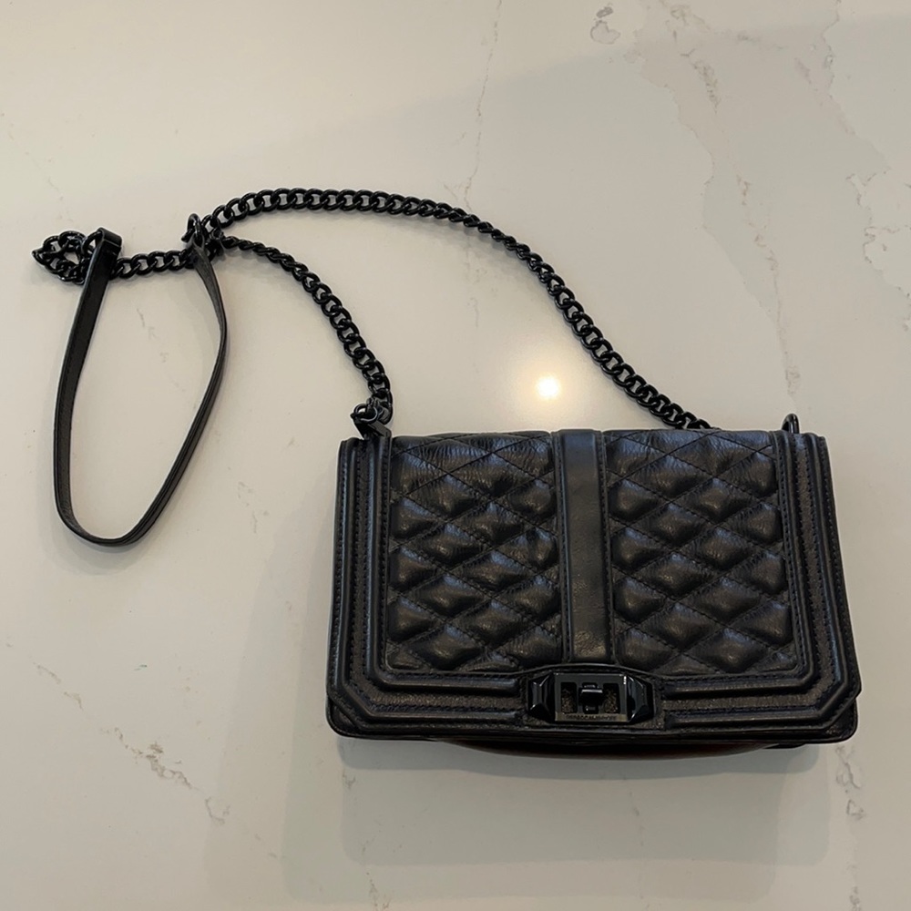Black Chevron Quilted Crossbody Bag